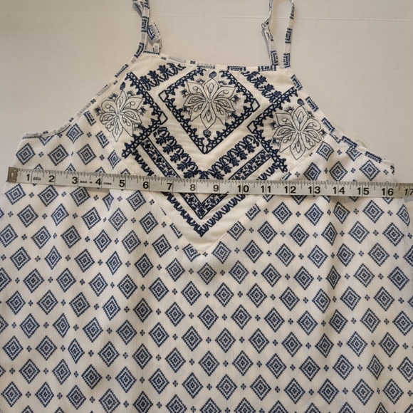 About Girl Blue and White Embroidered Tank Top , Size S - Picture 6 of 9